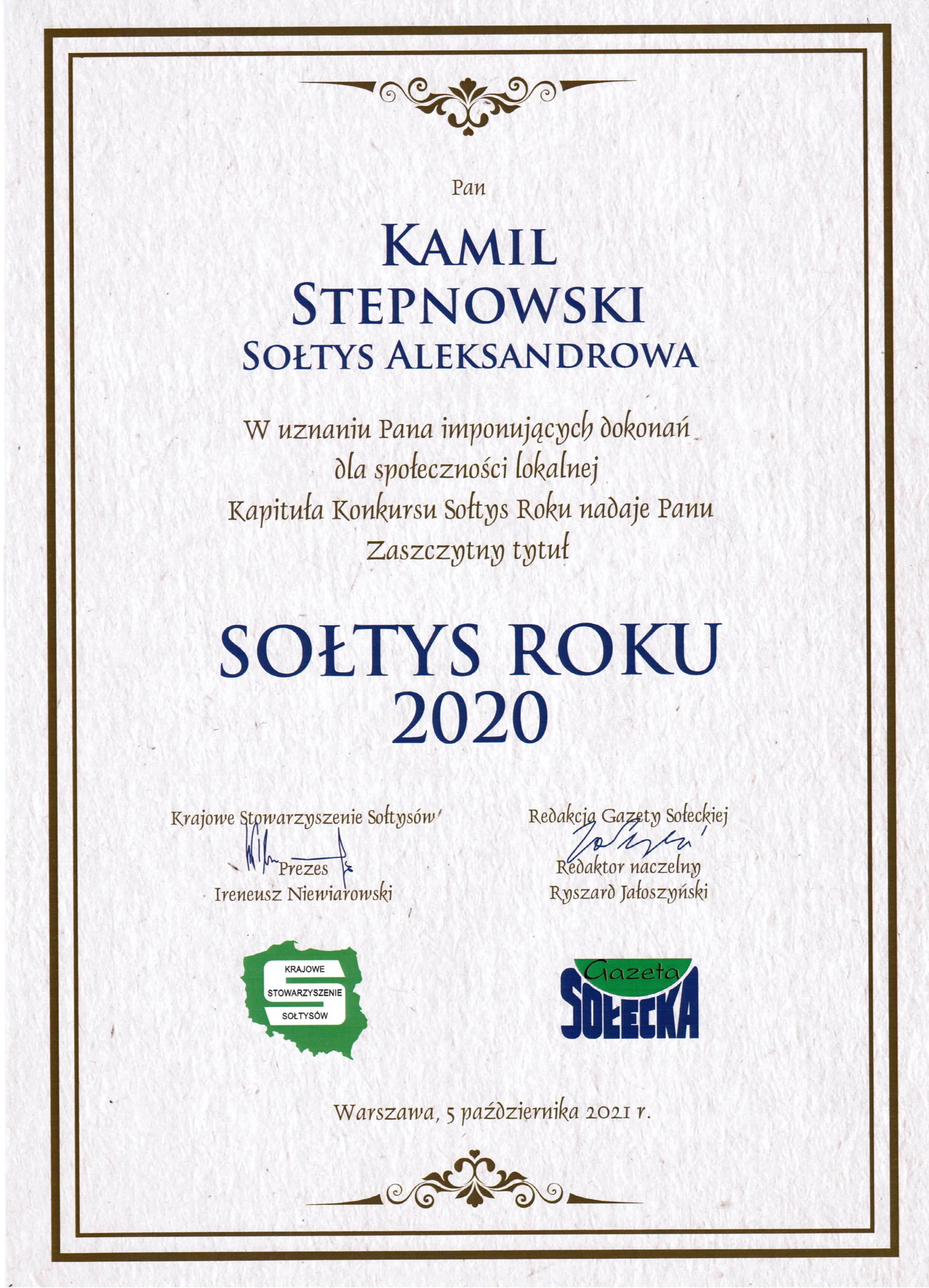 Sołtys roku 2020